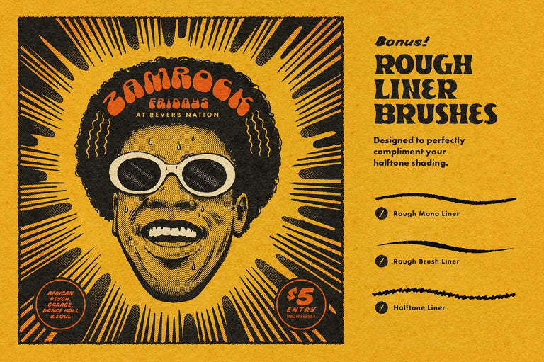 Best Retro Vintage Distressed Halftone Brushes for Photoshop, Procreate, Clip Studio and Affinity