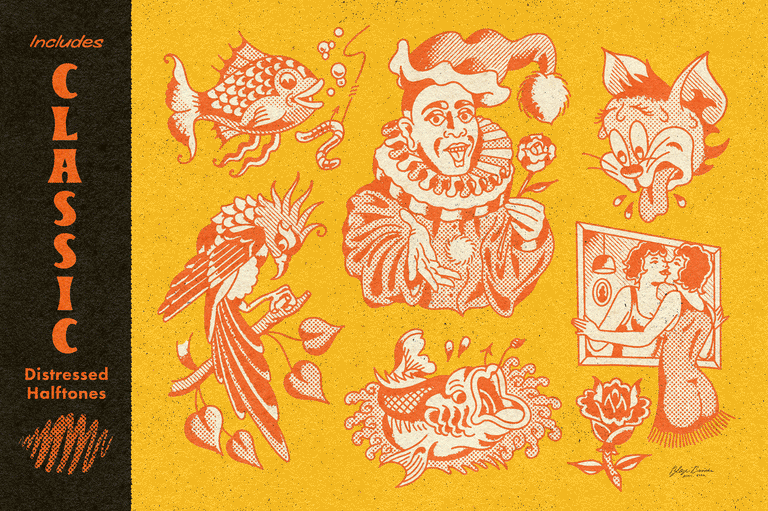 Best Retro Vintage Distressed Halftone Brushes for Photoshop, Procreate, Clip Studio and Affinity