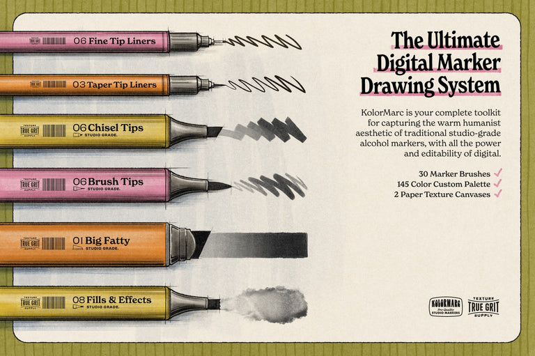 Digital Copic Alcohol Studio Markers for Photoshop, Procreate, Clip Studio and Affinity Photo