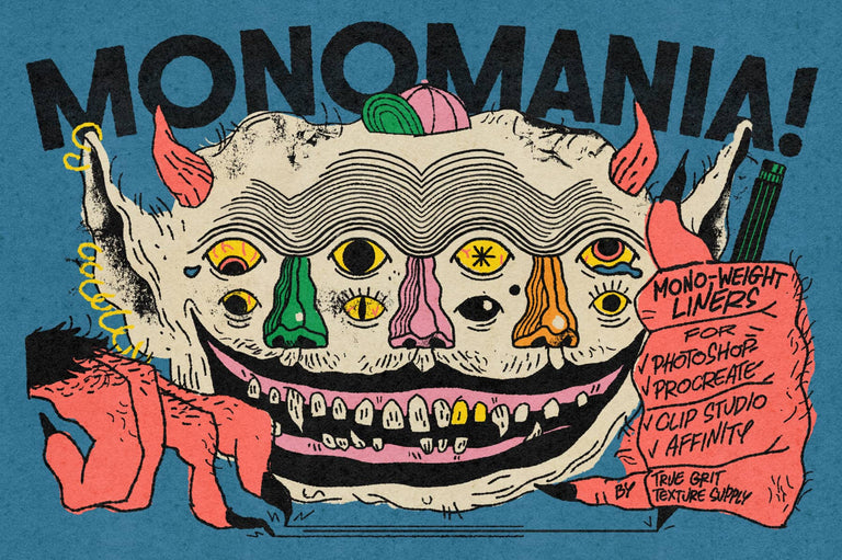 Monomania Monoline Brushes For Photoshop Procreate Clip Studio and Affinity