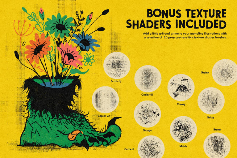 Monomania Monoline Brushes For Photoshop Procreate Clip Studio and Affinity